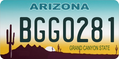 AZ license plate BGG0281
