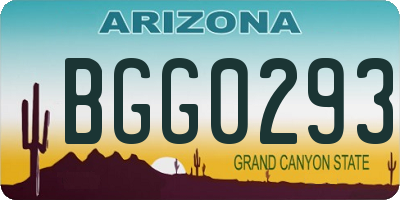 AZ license plate BGG0293