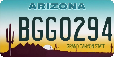 AZ license plate BGG0294