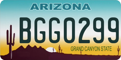 AZ license plate BGG0299