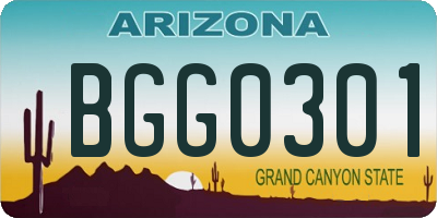 AZ license plate BGG0301