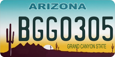 AZ license plate BGG0305