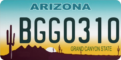 AZ license plate BGG0310