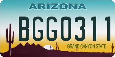 AZ license plate BGG0311