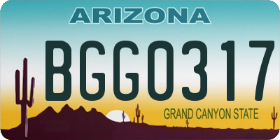 AZ license plate BGG0317
