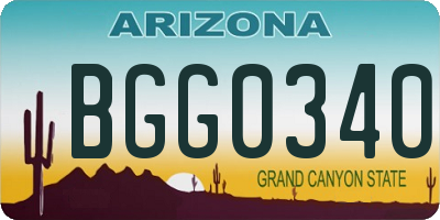 AZ license plate BGG0340