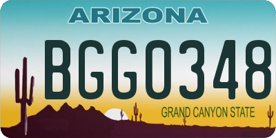 AZ license plate BGG0348