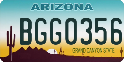 AZ license plate BGG0356