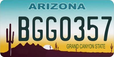 AZ license plate BGG0357