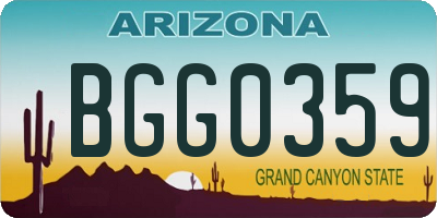 AZ license plate BGG0359