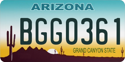 AZ license plate BGG0361