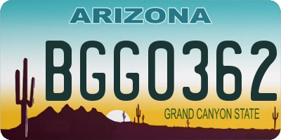 AZ license plate BGG0362