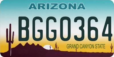 AZ license plate BGG0364
