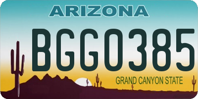 AZ license plate BGG0385