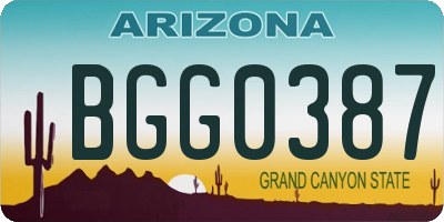 AZ license plate BGG0387