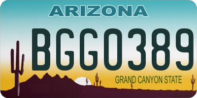 AZ license plate BGG0389