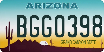 AZ license plate BGG0398
