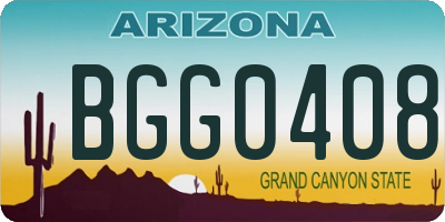 AZ license plate BGG0408