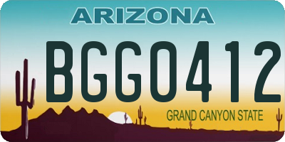 AZ license plate BGG0412
