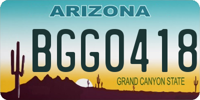 AZ license plate BGG0418