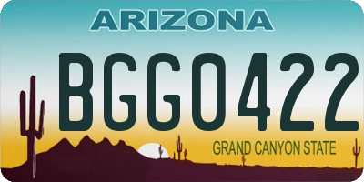 AZ license plate BGG0422