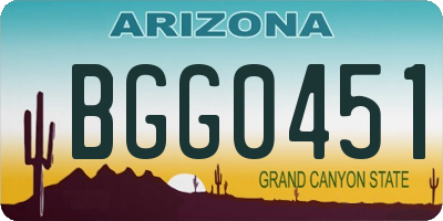 AZ license plate BGG0451