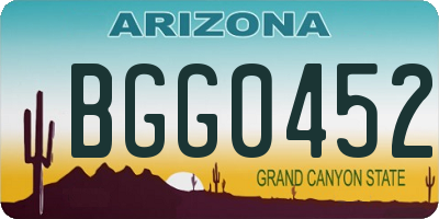 AZ license plate BGG0452