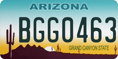 AZ license plate BGG0463