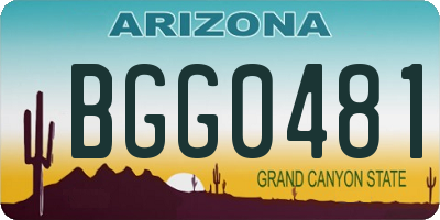 AZ license plate BGG0481