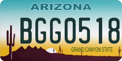 AZ license plate BGG0518