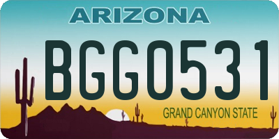 AZ license plate BGG0531