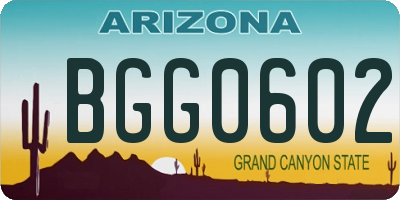 AZ license plate BGG0602