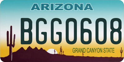 AZ license plate BGG0608