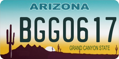 AZ license plate BGG0617
