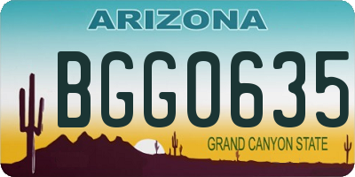 AZ license plate BGG0635