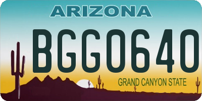 AZ license plate BGG0640