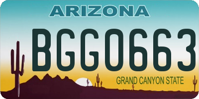 AZ license plate BGG0663