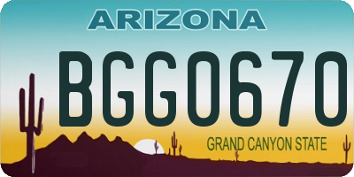 AZ license plate BGG0670