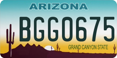 AZ license plate BGG0675