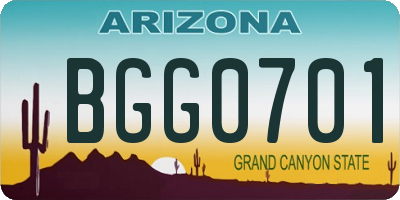 AZ license plate BGG0701
