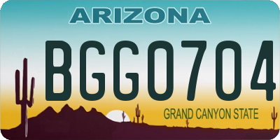 AZ license plate BGG0704