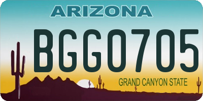 AZ license plate BGG0705