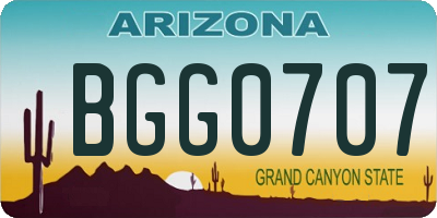 AZ license plate BGG0707