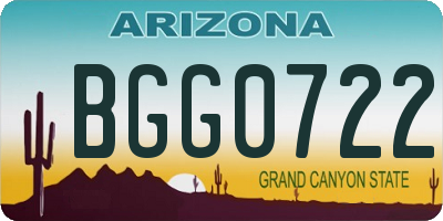AZ license plate BGG0722