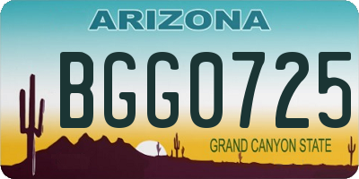 AZ license plate BGG0725