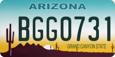 AZ license plate BGG0731
