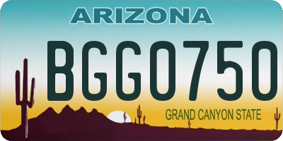 AZ license plate BGG0750