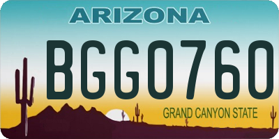 AZ license plate BGG0760