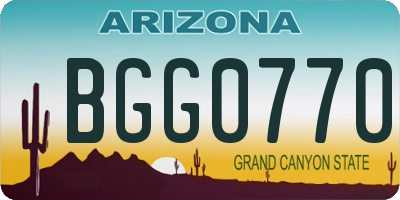 AZ license plate BGG0770