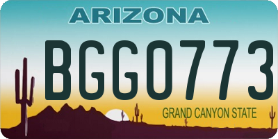 AZ license plate BGG0773